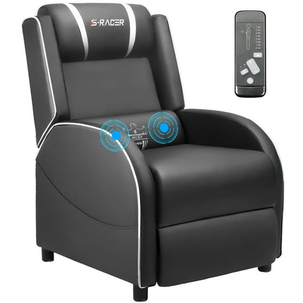 Homall Massage Gaming Recliner Chair Video Game Chair Racing Sofa Chair PU Leather Living Room Sofa Single Home Theater Seating, White