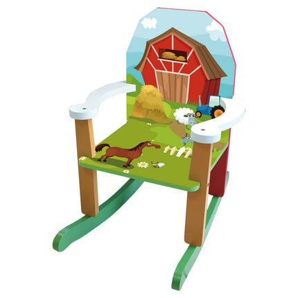 Homeware Wood Farm Themed Rocking Chair - Multi Color, Painted Finish. For Ages 1 to 5 Years