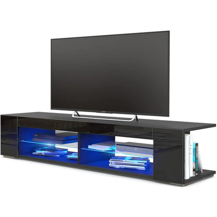 Hommpa LED TV Stand TV Cabinet for TVs up to 65" with Side Bookshelf and 4 Open Shelves Modern Television Media Console Entertainment Center