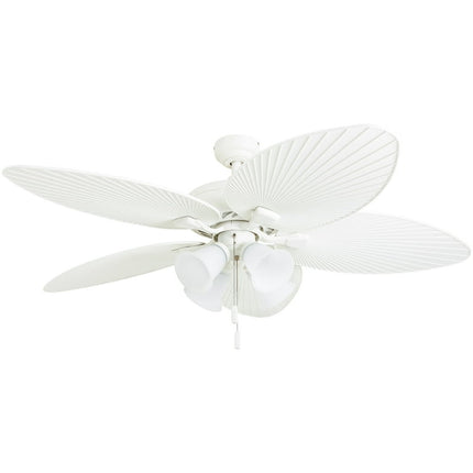 Honeywell Palm Lake 52" White Ceiling Fan with Light, 5 Blades, Pull Chains & Reverse Airflow