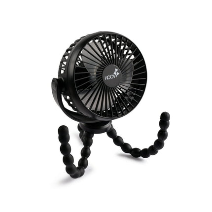 Hoovy Portable & Rechargeable Stroller Fan for Baby and Toddler, Black