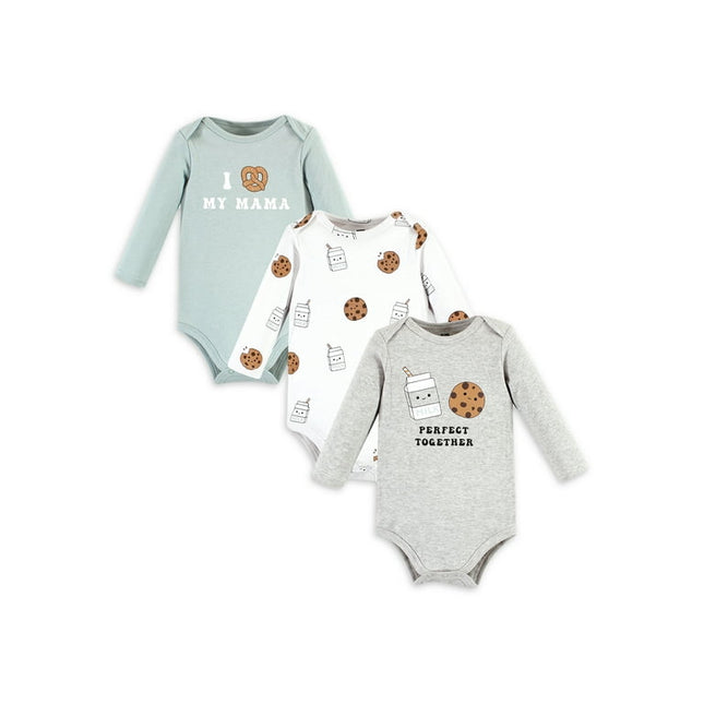 Hudson Baby Long Sleeve Bodysuits 3pk, Milk and Cookies Pair, Sizes: 0/3M-18/24M
