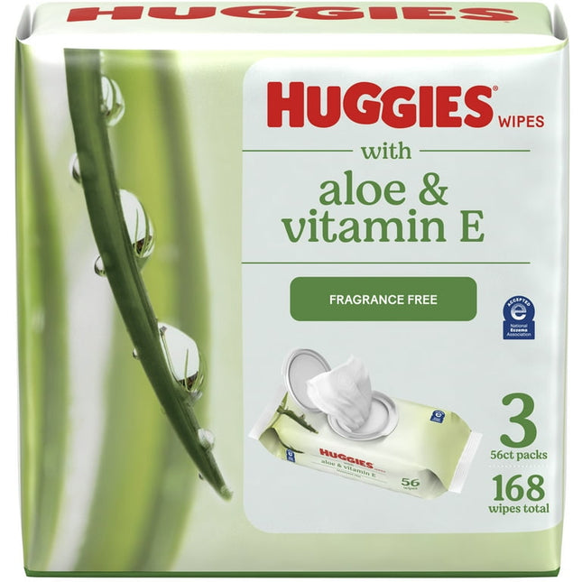 Huggies Aloe & Vitamin E Wipes, Unscented, 3 Pack, 168 Total Ct (Select for More Options)