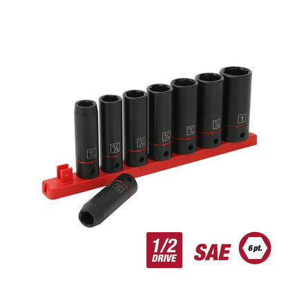 Hyper Tough 9-Piece 1/2-Inch Deep Drive Impact Socket Set SAE, Model 41045