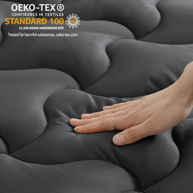 INGALIK Twin Size Mattress Pad, 400TC Cotton Pillow Top Mattress Cover, Quilted Fitted Mattress Protector with 8-21" Deep Pocket, Cooling Mattress Topper (39x75 Inches, Dark Grey)