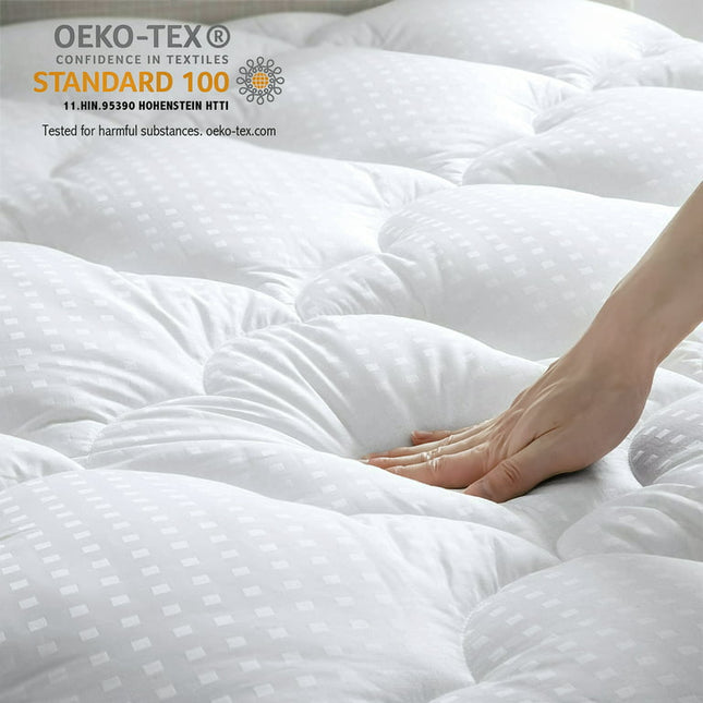 INGALIK Twin Size Mattress Pad, 400TC Cotton Pillow Top Mattress Cover, Quilted Fitted Mattress Protector with 8-21" Deep Pocket, Cooling Mattress Topper (39x75 Inches, White)