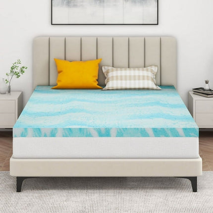 IULULU 4 inch TwinXL Cooling Memory Foam Mattress Bed Pad, Mattress Topper in a Box,Soft, Blue, USA