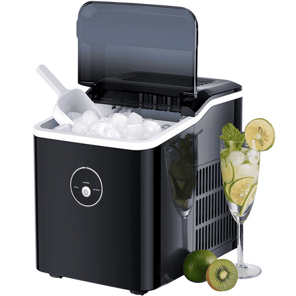 Ice Maker Countertop, 28 lbs Ice in 24 Hrs, 9 Bullet Ice in 5 Minutes, Black, Northclan