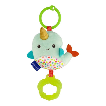 Infantino Chime & Go Tag Along Pal Toy, Clip-on Toy, Babies 6-12 Months, Narwhal
