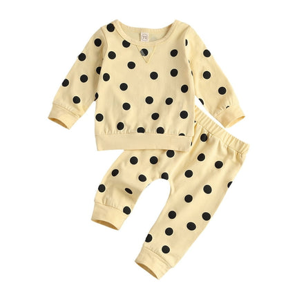 Izhansean Newborn Infant Baby Girl Clothes Set Long Sleeve Sweatshirts Tops Pants Outfits Light Yellow 6-12 Months