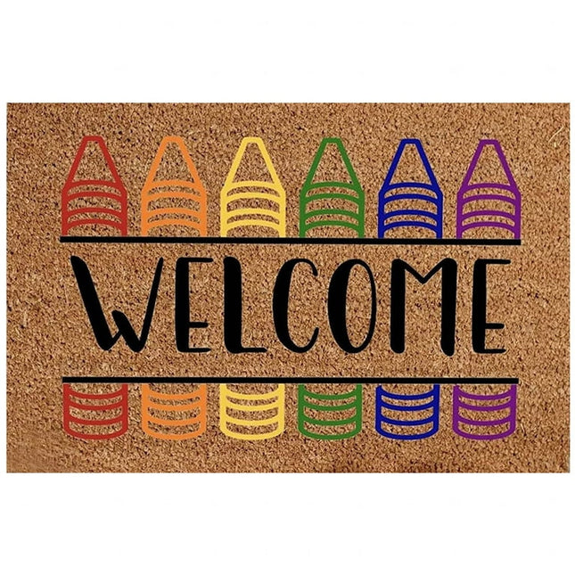 JeashCHAT Welcome Mat Colored Pencils Doormat for Classroom and Teachers' Office Entrance, Teacher Gifts, School Door Mat, Home Decor, 24 x 16 Inch