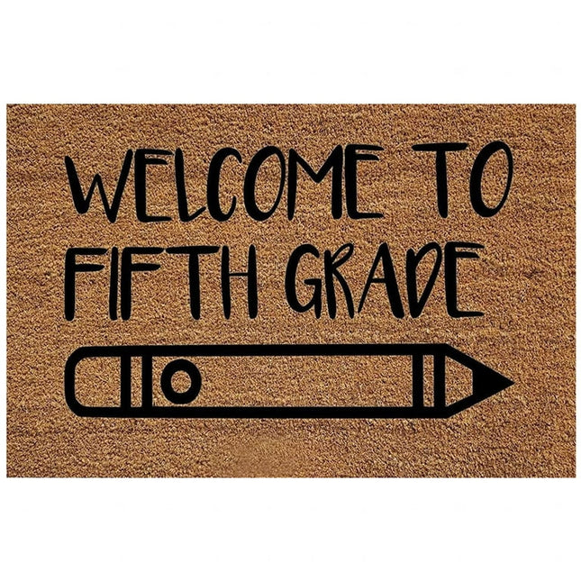 JeashCHAT Welcome Mat Fifth Grade Pencil Pattern Doormat for Classroom and Teachers' Office Entrance, Teacher Gifts, School Door Mat, 24 x 16 Inch