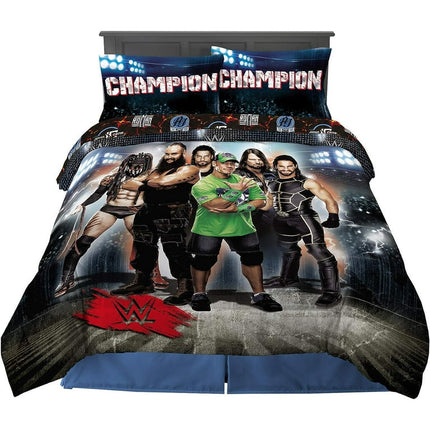 KESHENGDA WWE Kids Bedding Comforter and Sheet Set, 5 Piece Full Size