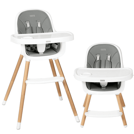 Kinder King 3 in 1 Wooden Baby High Chair Infant Feeding Chair, Grey