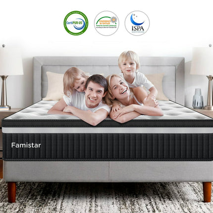 King Mattress, Famistar 13 Inch Memory Foam Mattress King Size, Innerspring Hybrid King Bed Mattress in a Box Medium Firm with Motion Isolation & Strong Support & Pressure Relief, CertiPUR-US