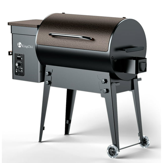 KingChii Wood Pellet Grill & Smoker 456sq.in., 8-in-1 Multifunctional BBQ Grill with Automatic temperature control for Outdoor Cooking, Foldable Legs