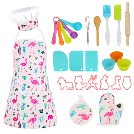 Kitchen Toys Kids Chef Set DIY Cooking and Baking Set, 26Pcs Chef Costume Role Play Toys Pretend Play Dress Up Clothes Gift For Girl Toys