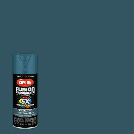 Krylon Fusion All-In-One, Satin, Peacock Blue, 12 oz.