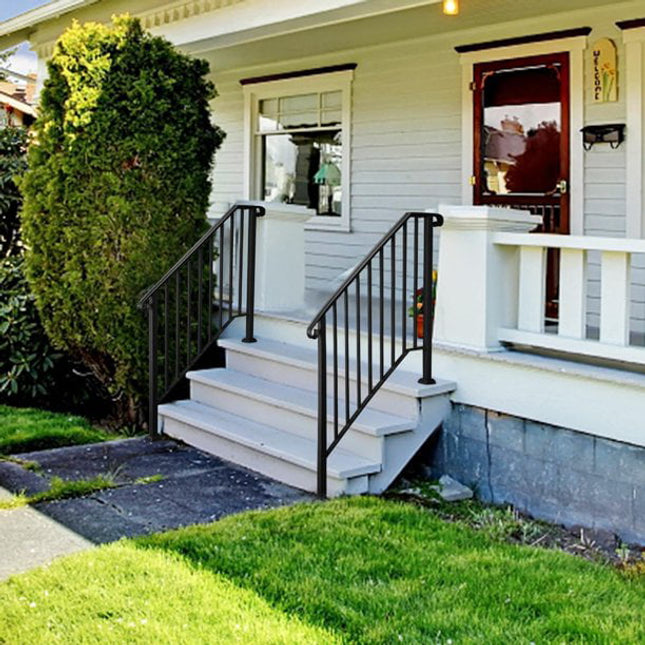 Ktaxon Handrail for Stairs Fits 1-4 Step Stair Railing Handrail for Outdoor Step - Black