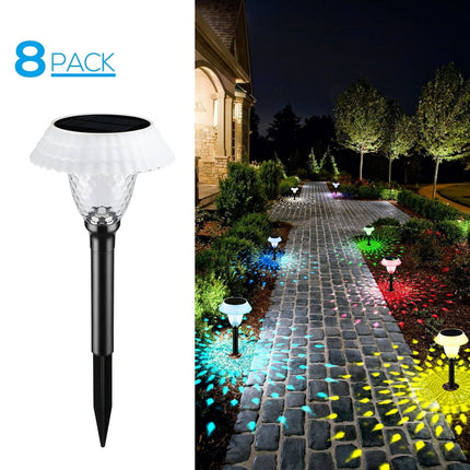 LEONLITE 8 Pack Solar Pathway Lights, Decorative Multi-Color Garden Light, 1200mA Battery Solar Path Lights, Solar Powered Garden Lights