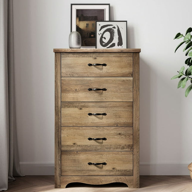 LINSY HOME Brown Dressers,Chest of 5 Drawers
