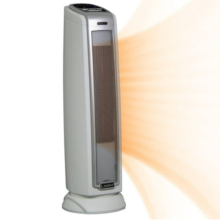 Lasko 1500W Oscillating Ceramic Tower Electric Space Heater, with Timer, 5775, White, New