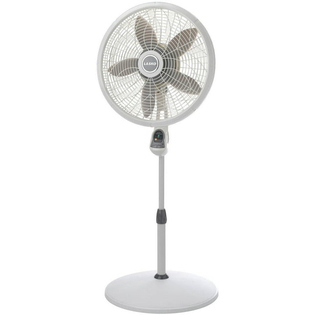 Lasko 18" 3-Speed Elegance & Performance Pedestal Fan with Remote, 1850, White, 53.5" High, New