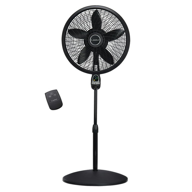Lasko Cyclone 3-Speed Pedestal Fan with Remote and Timer, 1843, Black, 20.5" Long, New