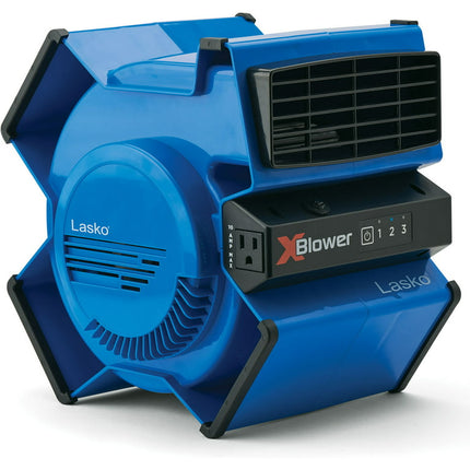 Lasko X-Blower 6-Position Utility Blower Floor Fan with Outlet, X12905, Blue