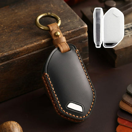 Leather Car Remote Key Fob Case Cover Protector For Telluride 2023 2024 5 Button