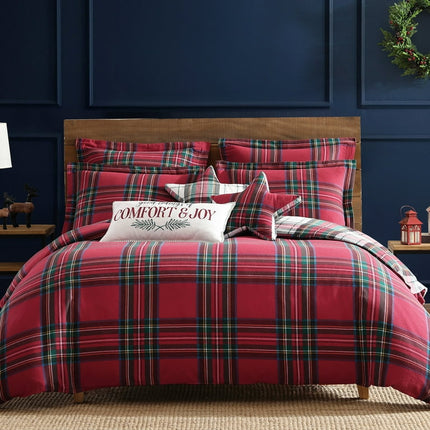 Levtex Home - Spencer Plaid Comforter Set - Full/Queen Comforter (90 x 94in.) + Two Standard Shams (26 x 20in.) - Tartan Plaid - Red, Green, White, Blue, Gold - Cotton