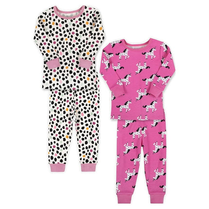 Little Star Organic Baby & Toddler Girl 4 Pc Long Sleeve & Long Pant Pajamas, Size 9 Months - 5T