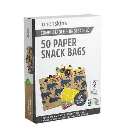 Lunchskins Compostable Food Storage Snack Bags Bear, 50 count