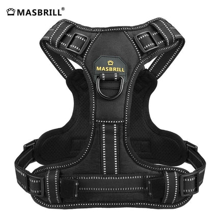 MASBRILL Reflective Dog Harness No Pull Dog Vest Harness With Handle, Breathable Padded Dog Chest Harness Adjustable for Medium Dog-Blue M