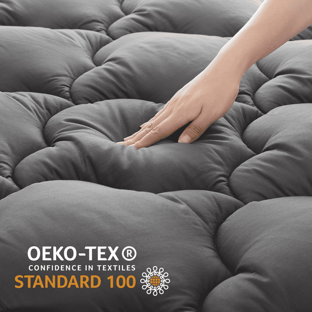 MERITLIFE Waterproof Pillow Top Mattress Topper Queen Size -Extra Thick Cooling Mattress Pad Cotton Quilted Mattress Cover,Padded PillowTop with Fluffy Down Alternative Fill,Grey