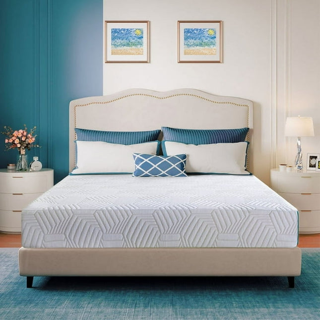 MLILY Ego Blue 8 inch Cooling Gel Memory Foam Mattress, Twin Mattress in a Box, Medium