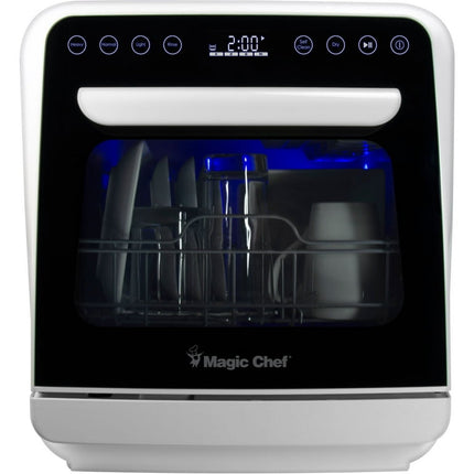 Magic Chef MCSCD3W  Mini Countertop Dishwasher in White with 3-Place Setting Capacity