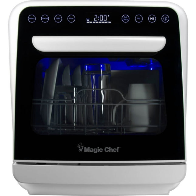 Magic Chef MCSCD3W  Mini Countertop Dishwasher in White with 3-Place Setting Capacity