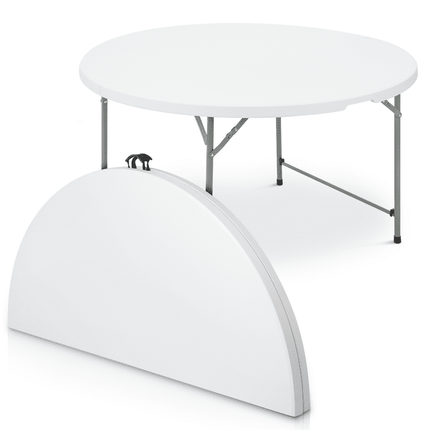 Magshion Round Foldable Table, 4.5Ft Heavy Duty Commercial Event Wedding Party Desk, for 6 to 8 Seat, White