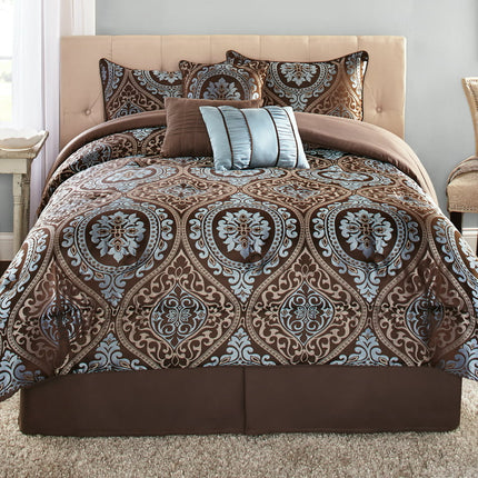 Mainstays 7-Piece Brown Comforter Bedding Set, Full-Queen