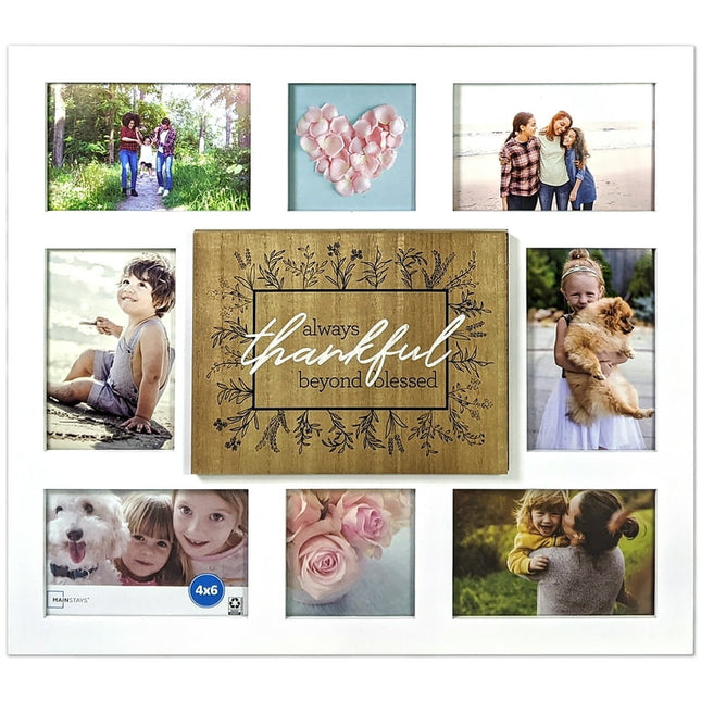 Mainstays 8-Opening Plaque White Wall Collage Frame (Holds 6-4x6" & 2-4x4" Photos)