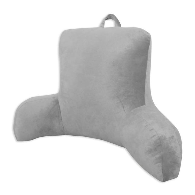 Mainstays Bed Rest Lounger Pillow -Faux Mink Fabric with Polyester Filling, 27" x 14" x 18", Solid Color Soft Silver