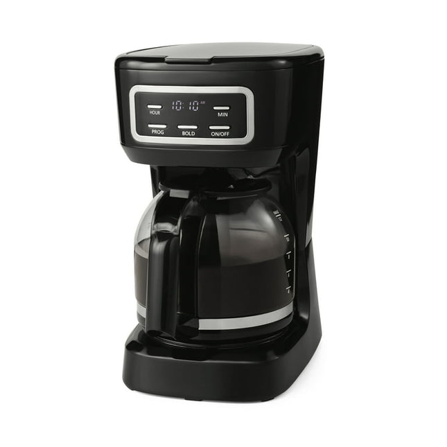 Mainstays Black 12-Cup Programmable Coffee Maker, 1.8 Liter Capacity, New