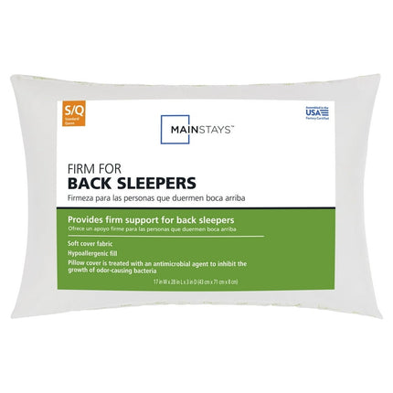 Mainstays Firm Bed Pillow, Ideal for Back Sleepers, Standard/Queen