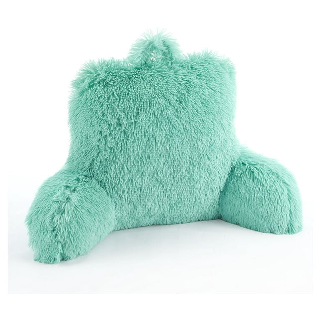 Mainstays Long Hair Faux Fur Backrest Pillow, Bedrest, 21'' x 13'' x 19'', Mint, 1 Piece