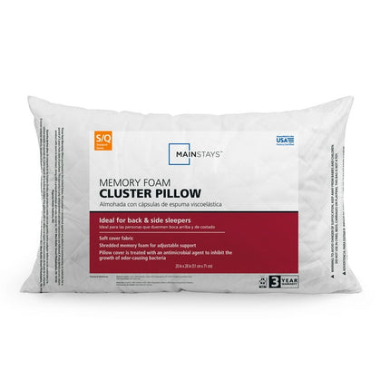 Mainstays Memory Foam Cluster Bed Pillow, Standard Queen
