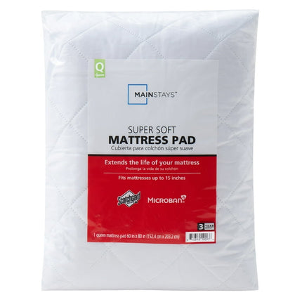 Mainstays Super Soft Quilted Mattress Pad, Queen 60 in x 80 in