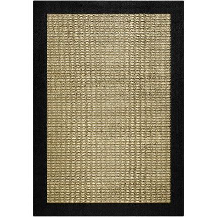 Mainstays Traditional Faux Sisal Border Black Indoor Living Room Area Rug, 7'6"x10'