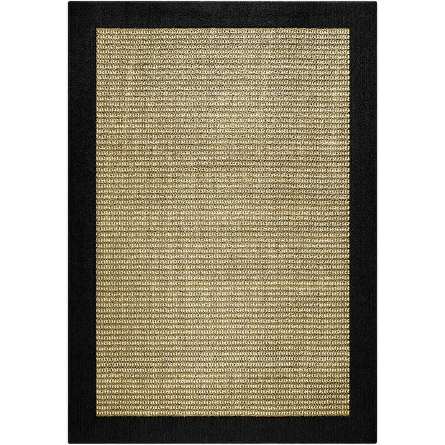 Mainstays Traditional Faux Sisal Border Black Indoor Living Room Area Rug, 7'6"x10'