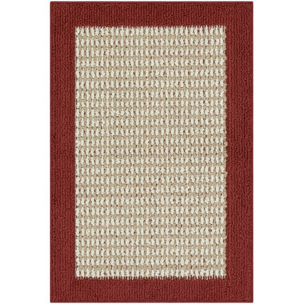 Mainstays Traditional Faux Sisal Border Red Indoor Accent Rug, 1'8"x2'6"